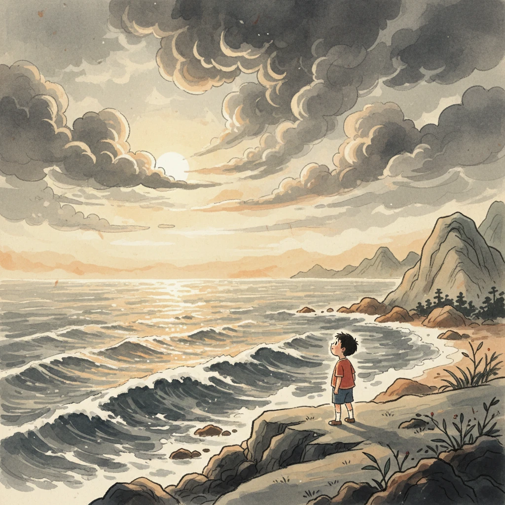 Dopo che la furia del vento si placò e la pioggia lasciò il posto a un velo di umidità, il sole timidamente fece capolino tra le nuvole, dipingendo l'orizzonte con colori tenui. Il mare, pur ancora mosso, rifletteva la luce dorata, e un senso di rinnovata pace avvolse la costa. Nino, con gli occhi pieni di meraviglia, comprese che anche dopo la più grande delle tempeste, la calma e la bellezza ritornano sempre, portando con sé la promessa di un nuovo inizio.