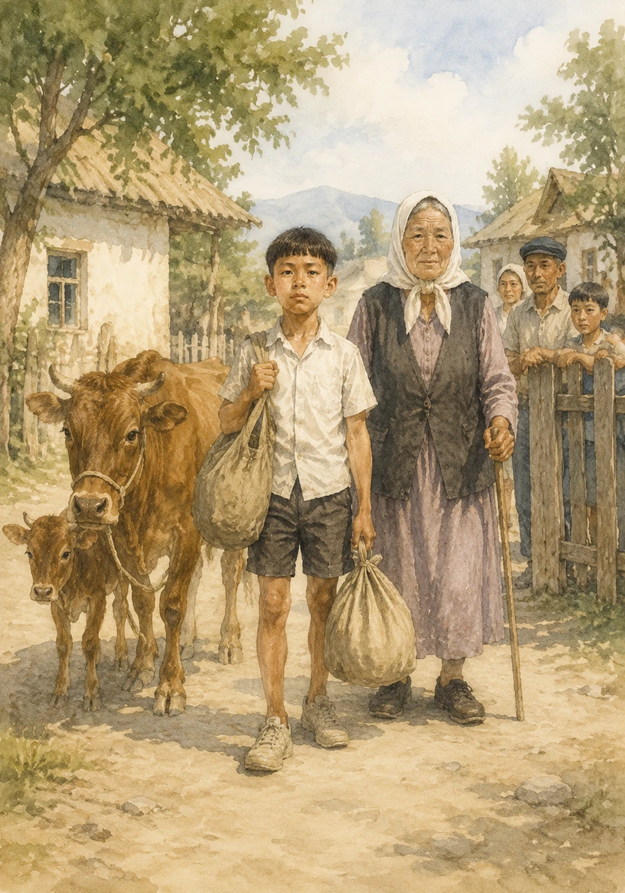 It was the summer of 1942 when Ayan and his elderly grandmother first arrived in the village, seeking refuge with distant relatives after his father went to the front lines and his mother passed away. They brought nothing with them but their few belongings and a single brown cow with a small calf, settling quietly into the rural community.
