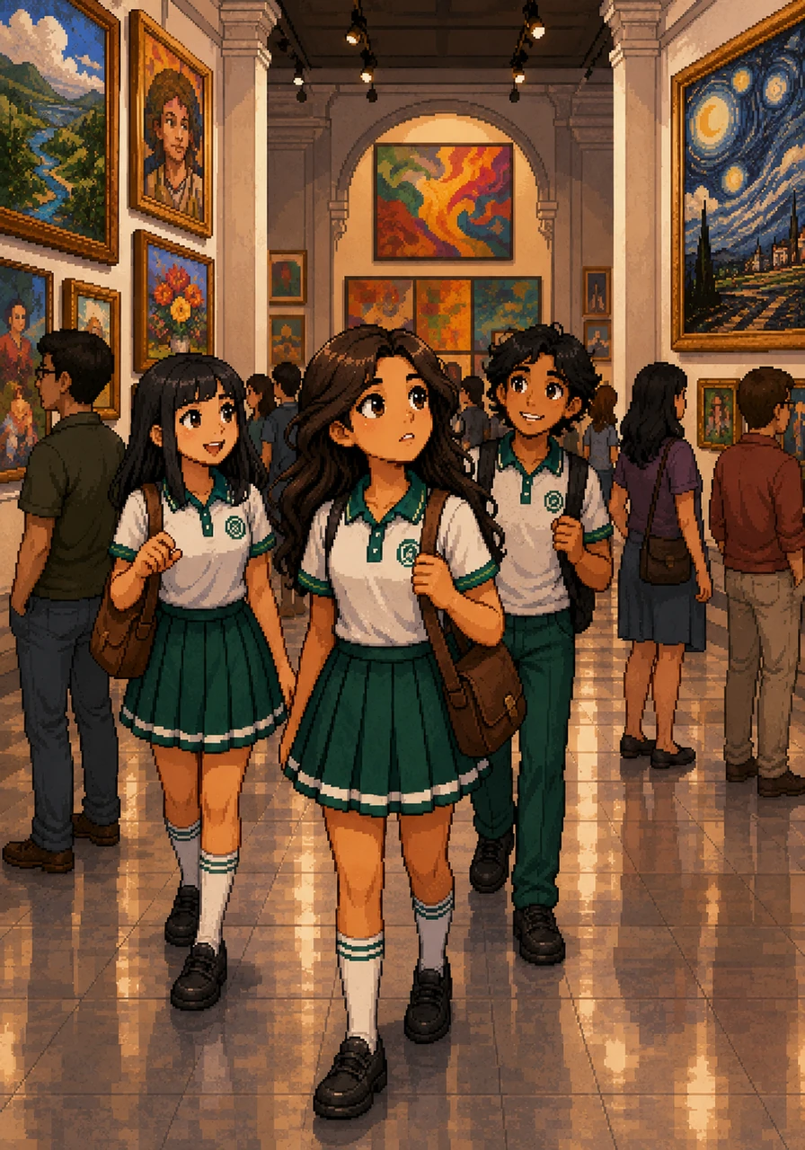 The day of the exhibition arrived, and the grand hall was filled with stunning artworks from students across the region. Litzi walked through the gallery with her friends, admiring the immense talent surrounding her while anxiously waiting for the results.