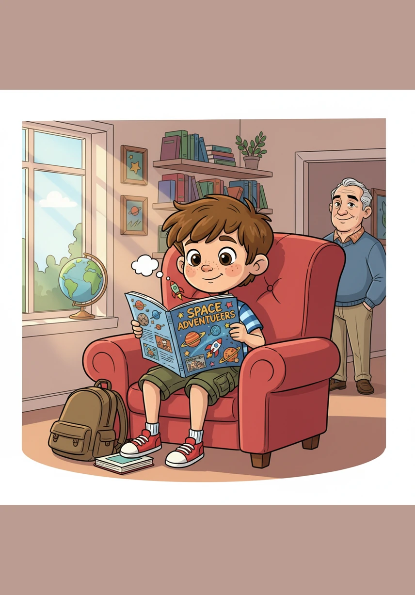 In seinem eigenen bunten Magazin, das er gestern bekommen hat, findet Leo einen interessanten Artikel. Darin wird genau erklärt, wie ein Heißluftballon funktioniert und wie man ihn sicher wieder landen kann.