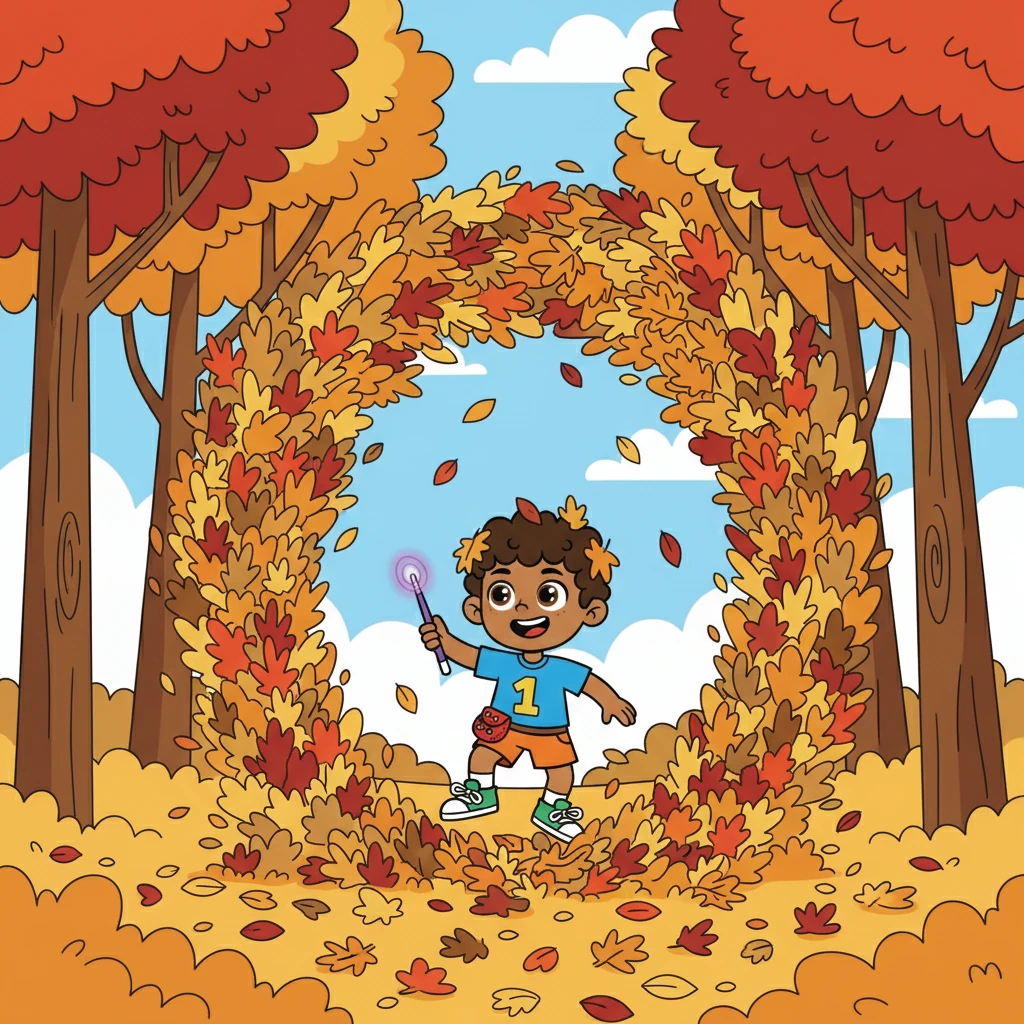 En la siguiente página, Nico conoció los Cien Miles. Cien mil hojas caían de los árboles en otoño. Nico imaginó la belleza de esa escena.