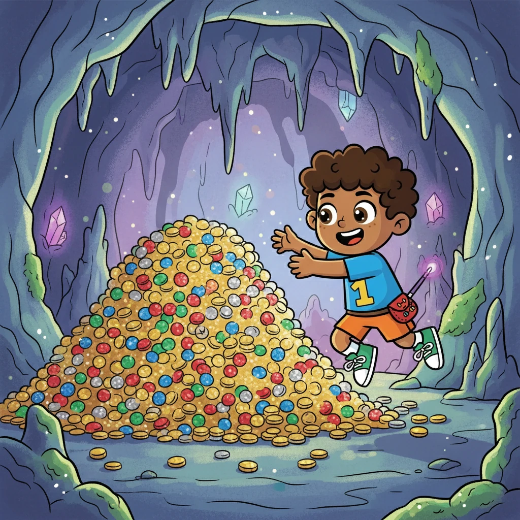 La aventura se hizo aún más emocionante con los Millones. Un millón de pequeños tesoros brillaban en una cueva. Nico sintió la emoción de un gran descubrimiento.