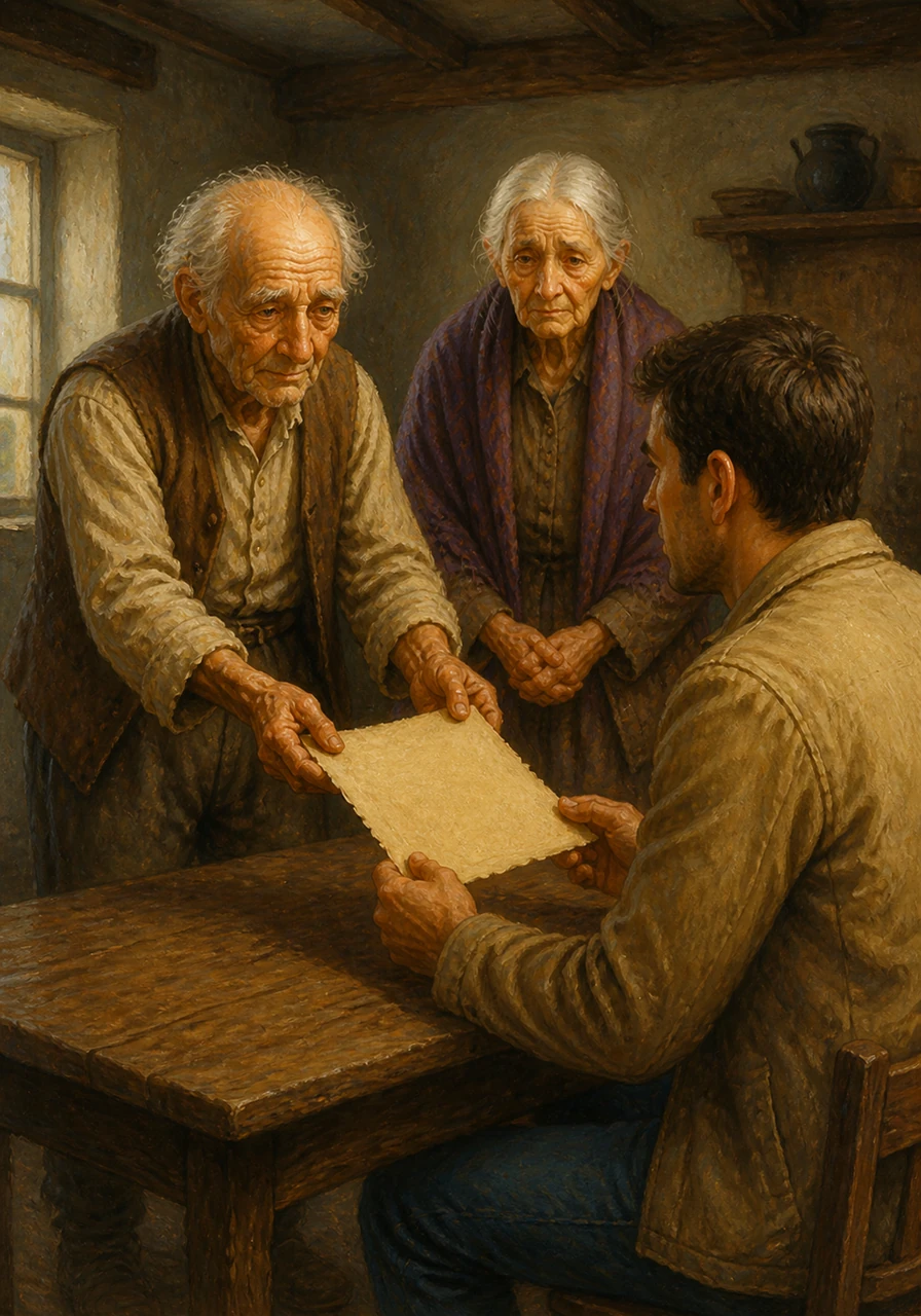 Then the grandfather handed him a handwritten contract, written in a beautiful, steady calligraphy that defied his trembling hands. The elegant script seemed to hold all the dignity the man had gathered over his long life.