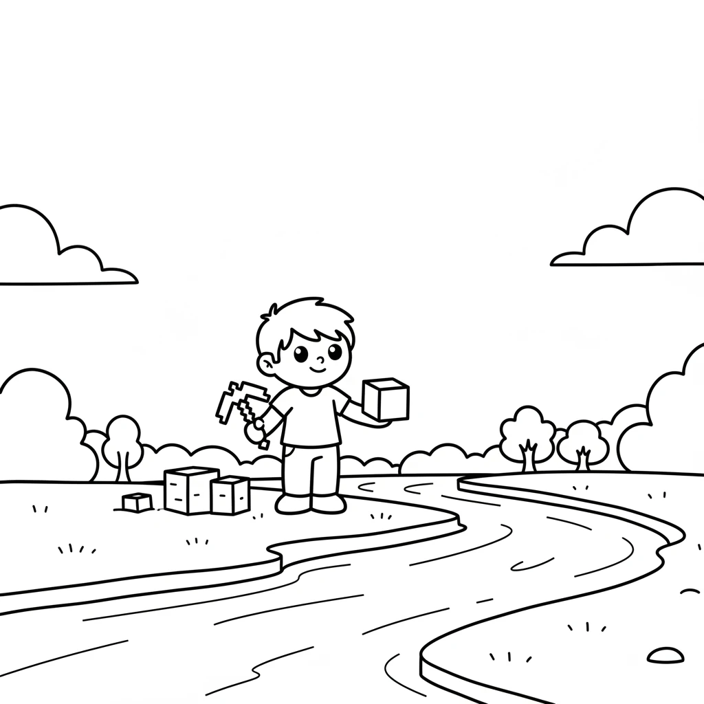 Soon, Milo found a perfect spot near a winding, calm river. It was a peaceful place, just right for building something special. Milo imagined a cozy home right there.