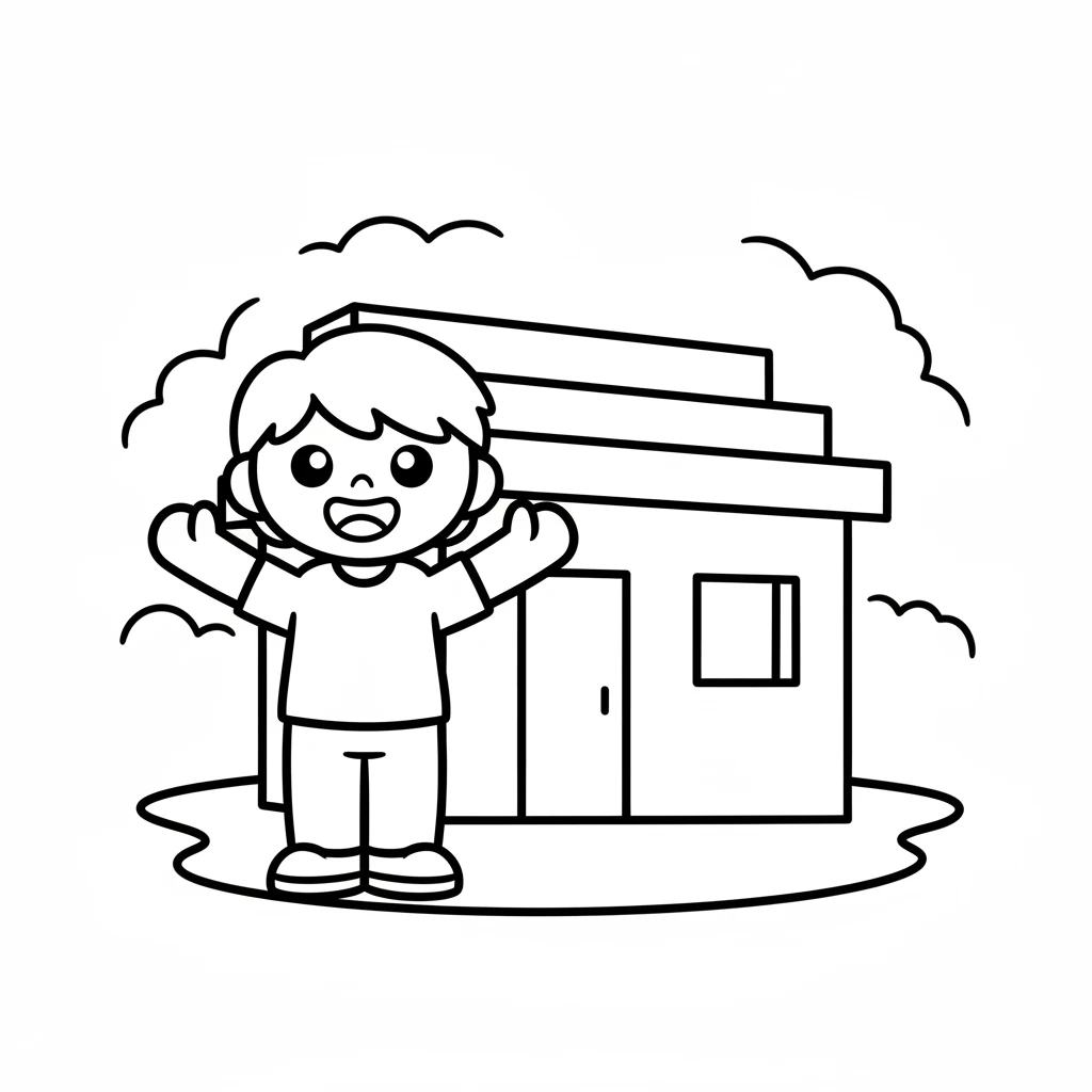 Finally, the little house was finished! It had a simple door and a square window, looking very inviting. Milo felt a big sense of pride and accomplishment.