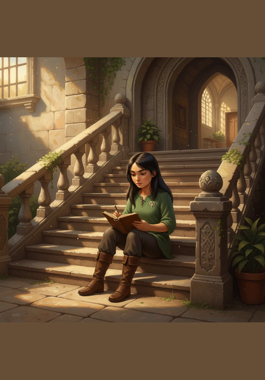 One afternoon, as Elara struggles with a heavy stack of art supplies near the stairs, Leo quietly steps in and takes the top half without saying a single joke. For the first time, the boy who is always talking is completely silent, and Elara's grip on her defensive wall falters for just a moment.