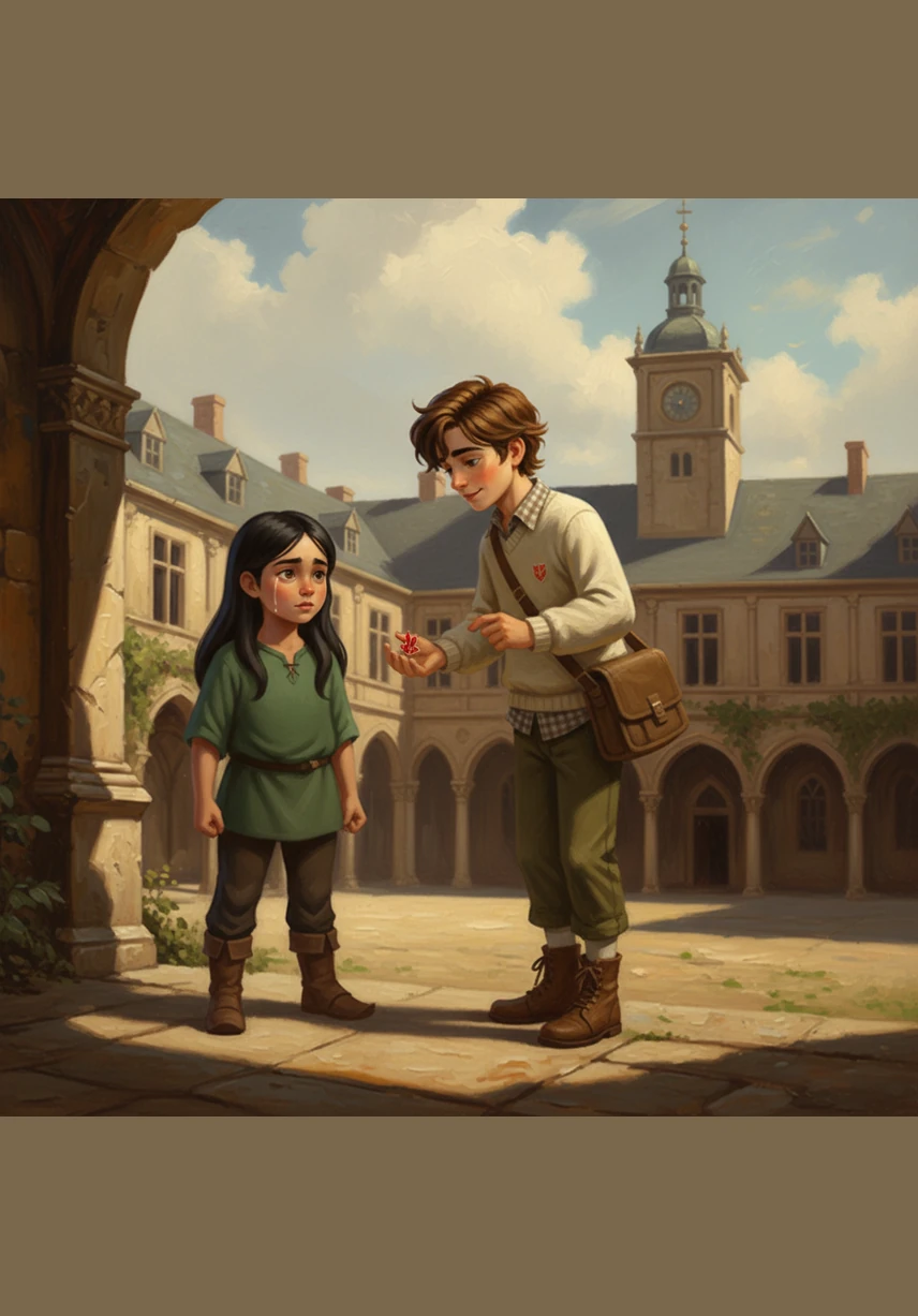 Leo tells a soft story about his own clumsy mistakes, his voice gentle and honest as he describes a time he felt completely out of place. A small, involuntary huff of breath escapes Elara’s lips—the closest thing to a laugh she has allowed herself in years.