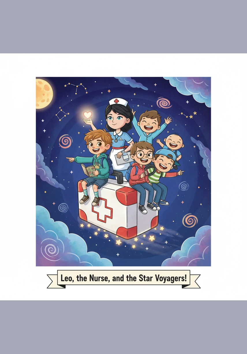 Below them, the hospital became a tiny glowing block in a city that looked like it was built from colorful toy bricks. Above, the sky was a deep cobalt blue, filled with stars that sparkled like lemon-flavored candies.