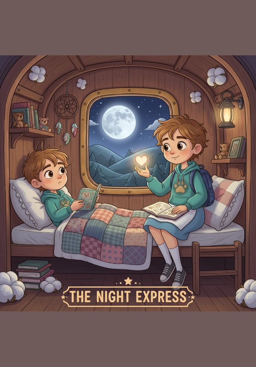 As the silver moon rose high, the Cotton Locomotive let out a soft, melodic whistle that sounded like a gentle lullaby. Leo climbed back into his cozy bed-cabin, tucking the cloud-like blankets up to his chin for the peaceful ride home.