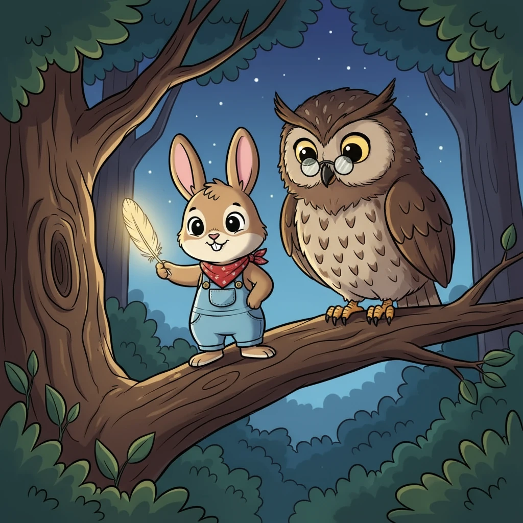 She met Mr. Owl, wise and old, perched on a branch. He gave her a glowing feather, telling her it would guide her when she truly needed it. Ruby thanked him, feeling a surge of hope.
