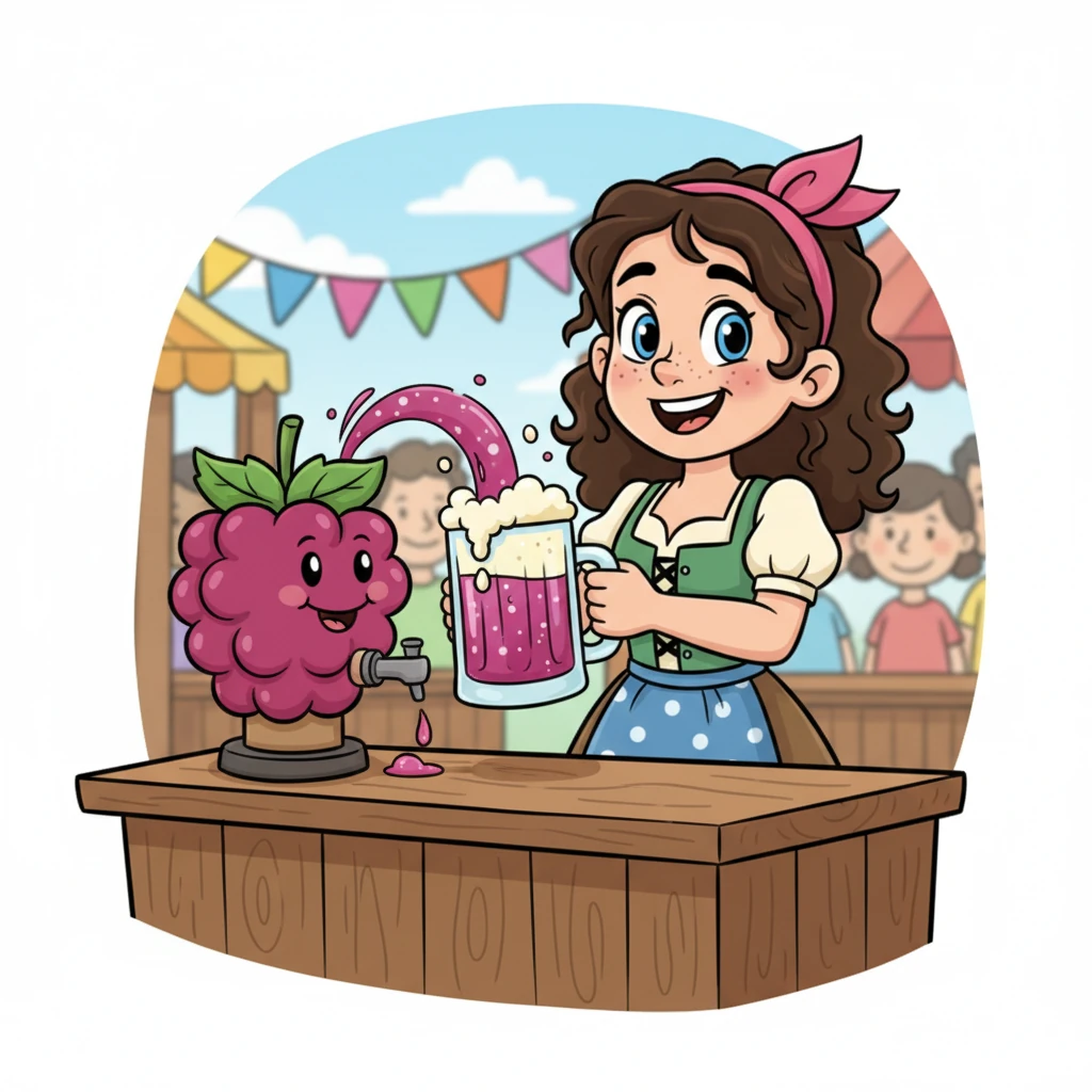 Mug safely back in hand, Pippa returned to her post, her smile brighter than ever. She quickly refilled it with her sparkling berry juice, ready to serve her delighted customers. Even a small adventure couldn't keep Pippa from her happy work for long!