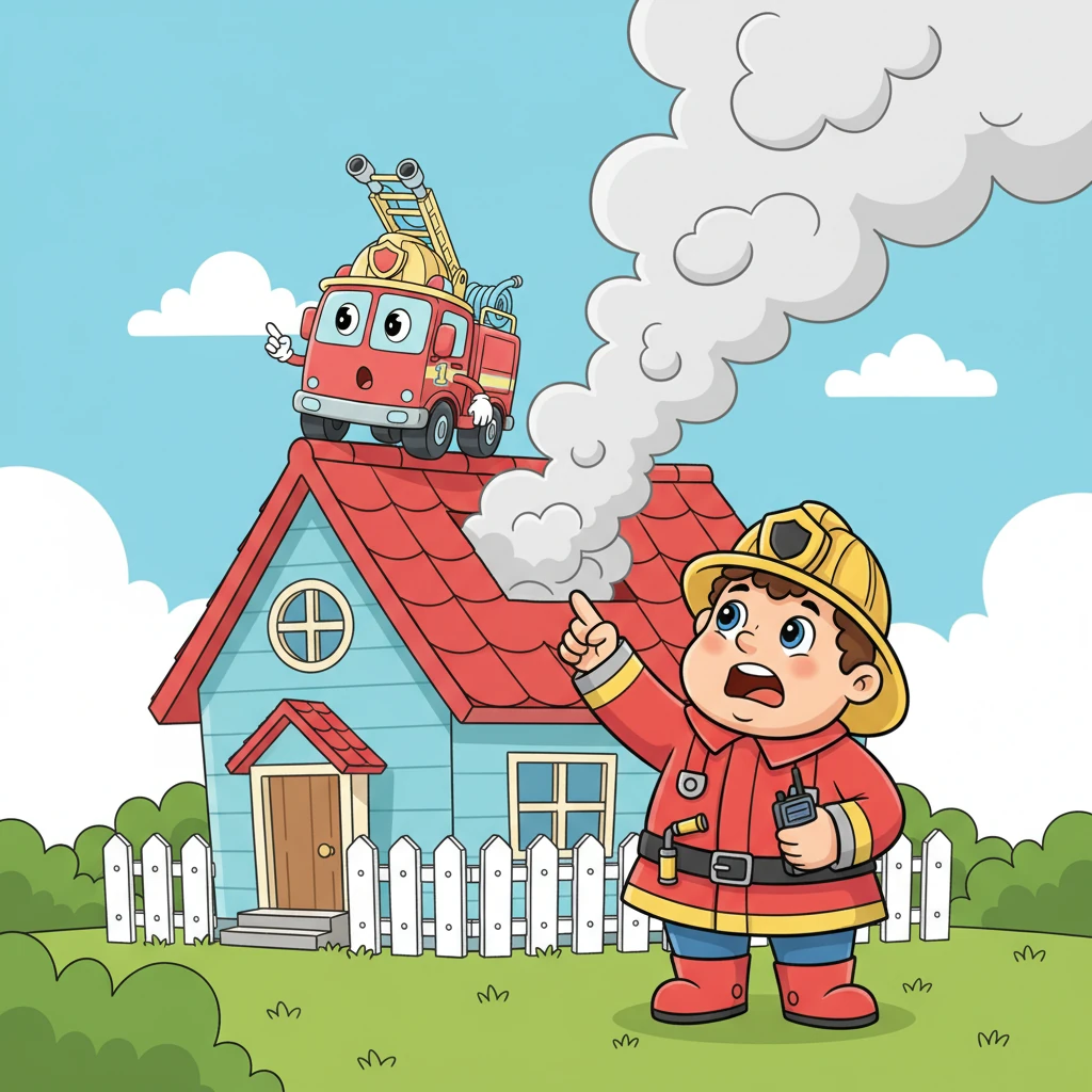 Oh no! Smoke rises from the roof!