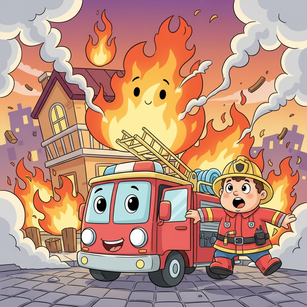 He arrives! Big flames dance and roar.