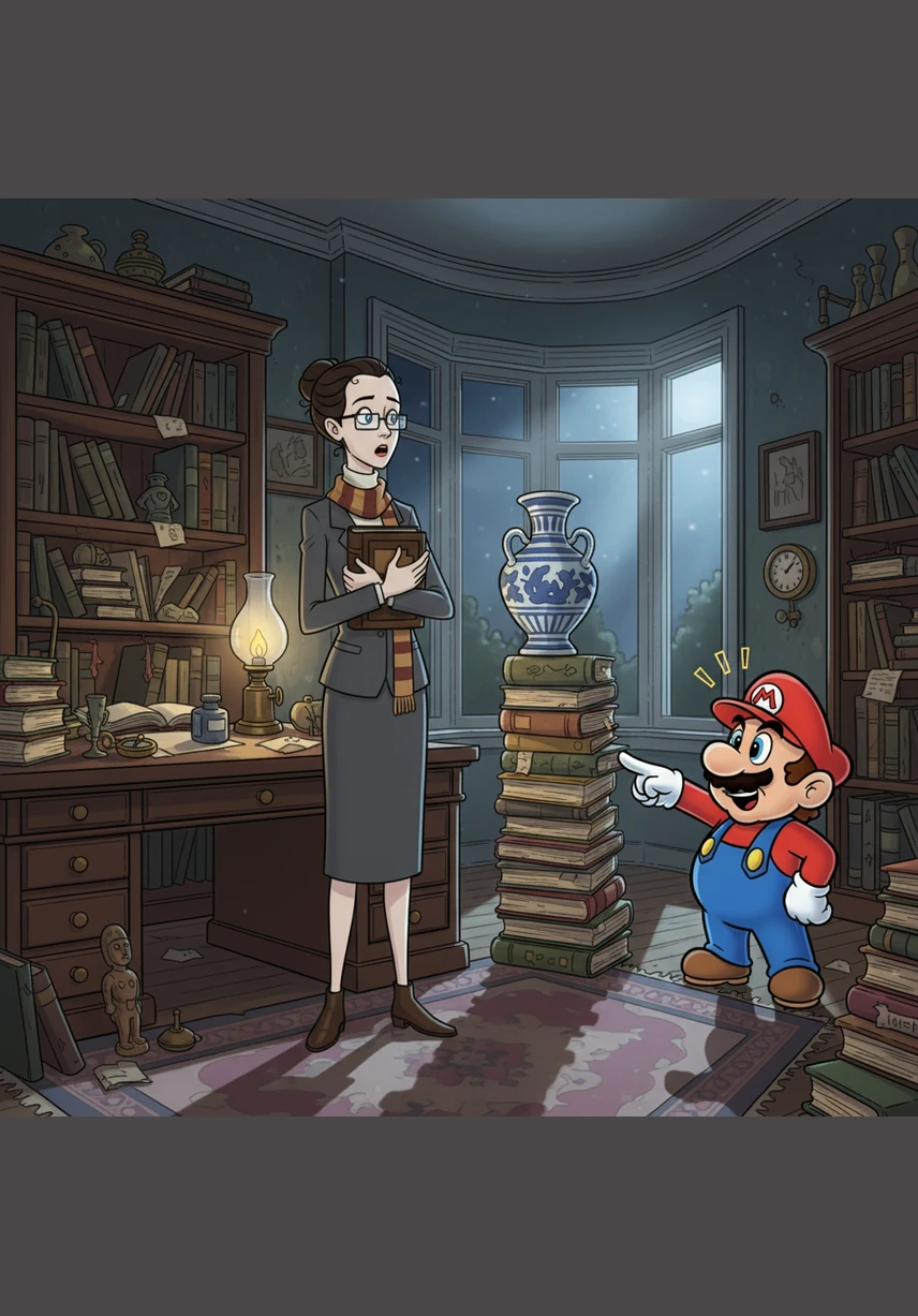 The professor begins an aggressive, tearful rant, explaining the immense responsibility of keeping students safe and why the girls' actions were so dangerous. Just as her shouting reaches its peak, the local police arrive at the house, drawn by the noise of the breaking door and the heated argument.