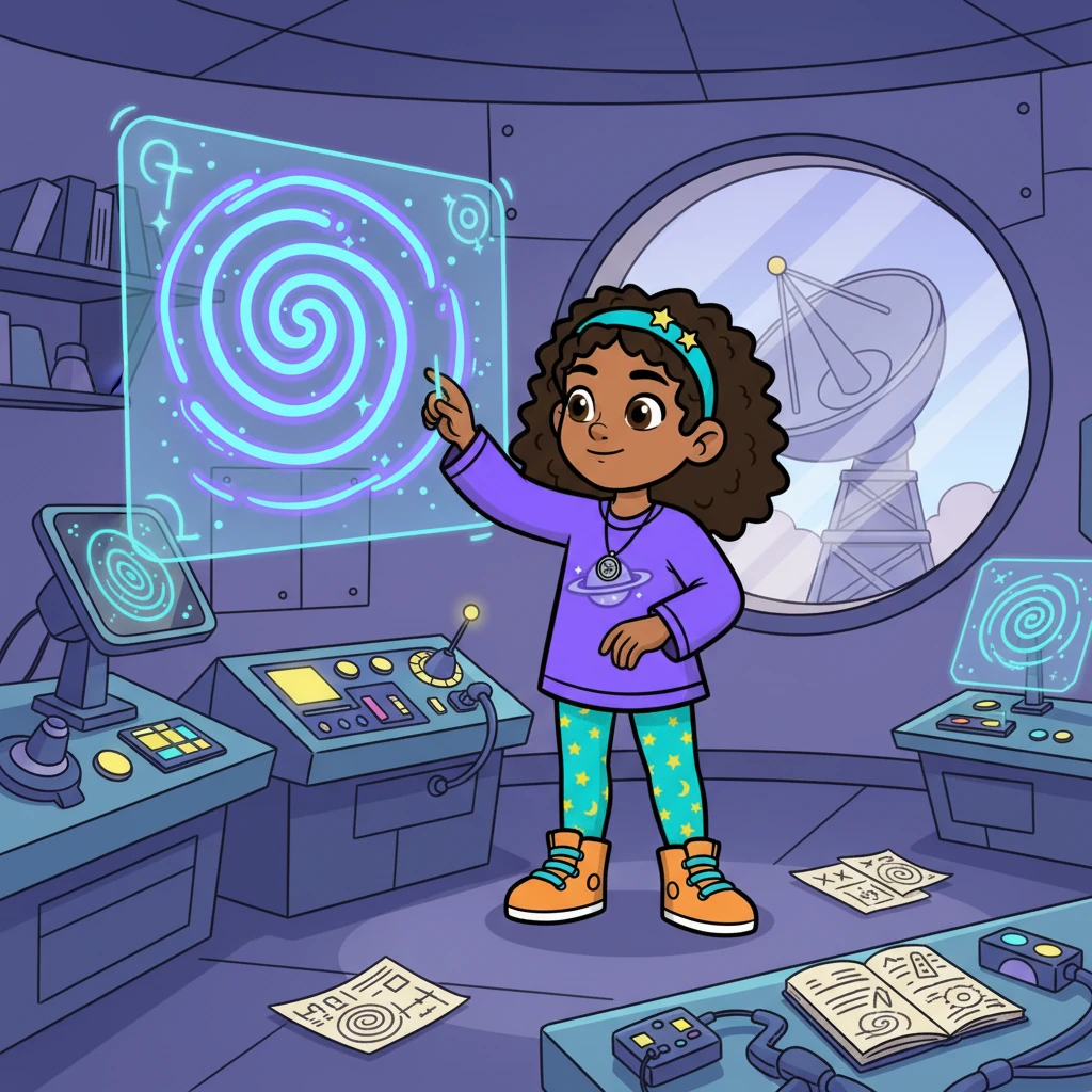 Anya realized the symbols described a **spiral** pattern, reflecting the galaxy's shape. She began to connect the journal's clues with the radio dish's movements.