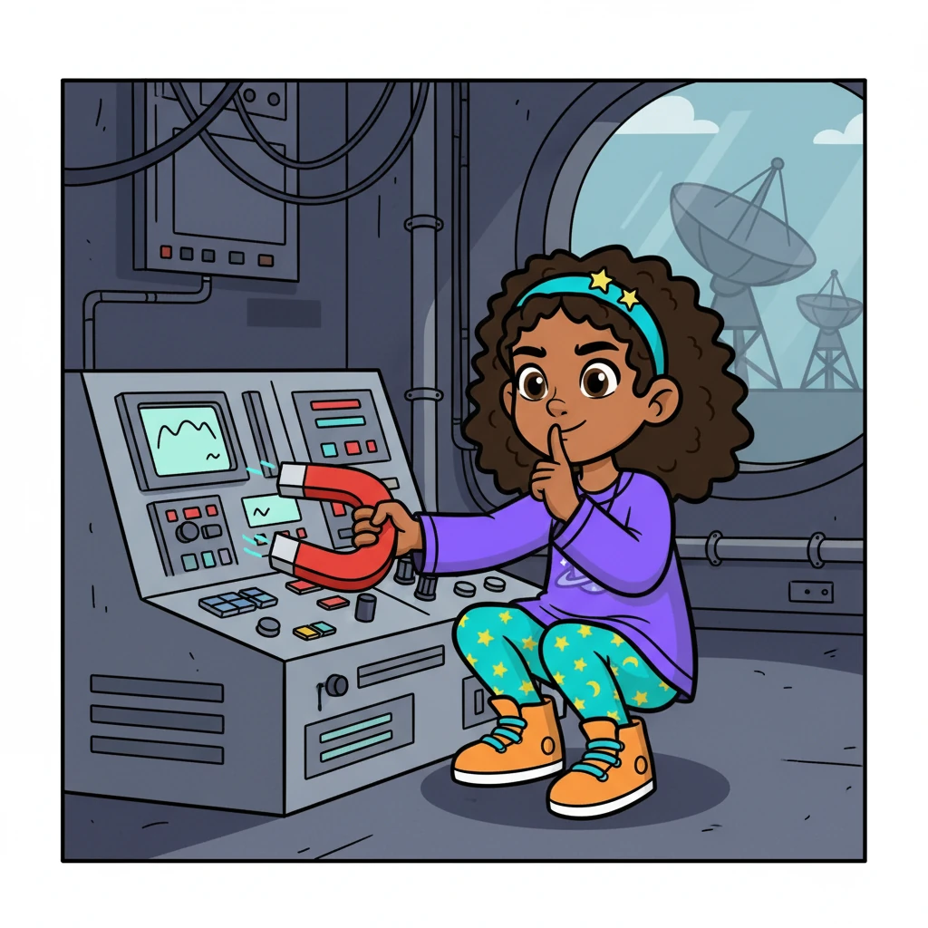 Anya experimented with a **magnet** on the radio dish's control panel, hoping to trigger the hidden message. She kept her work at a **low profile**, wanting to be the first to crack the code.