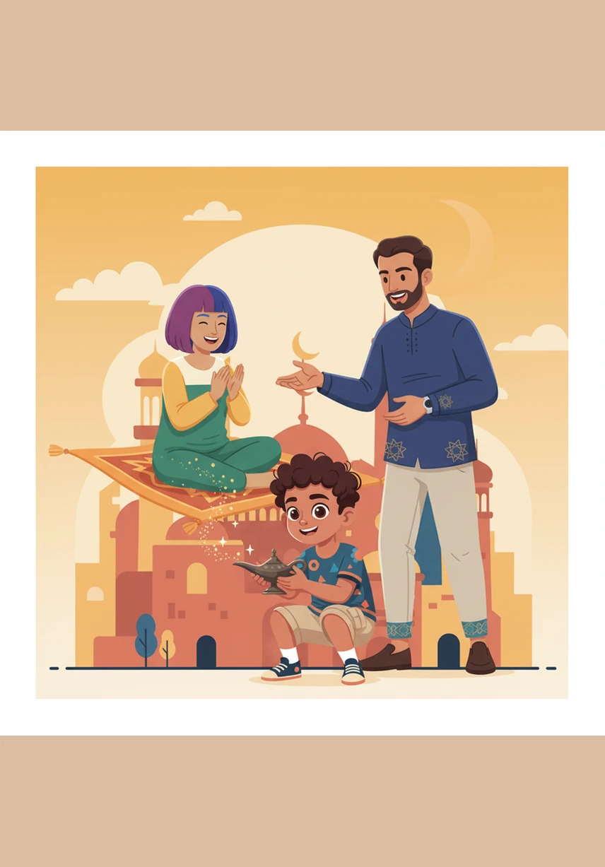 Little Omar loves to run and jump under the warm desert sun, but he is not very good at listening to instructions. He often giggles and runs away, leaving his bright blue slippers scattered on the floor instead of putting them away properly.