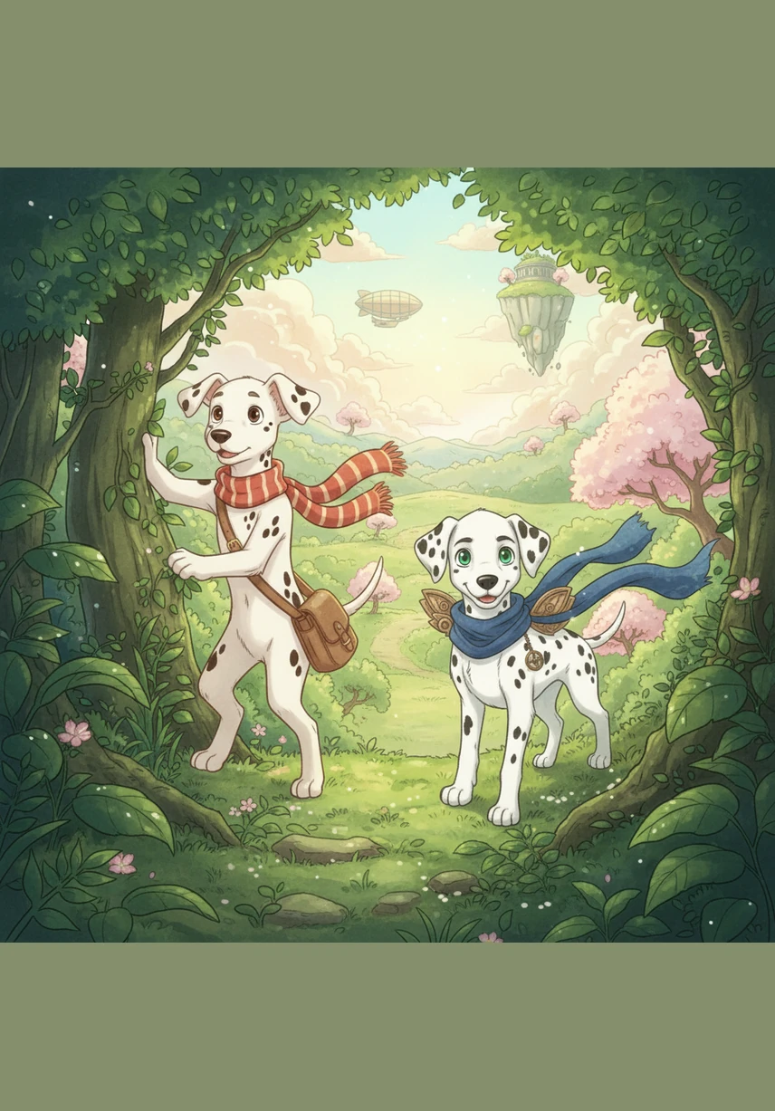 Matrix spots a butterfly and follows it into a dense thicket of bushes. Bobby follows closely, and they emerge on the other side covered in green leaves and tiny twigs.