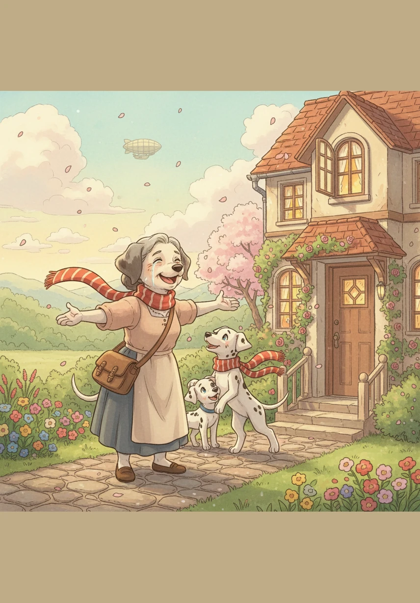 They run down the final street, their tired legs finding a new burst of energy. The white fence of their garden appears in the distance, looking like the most beautiful sight in the world.