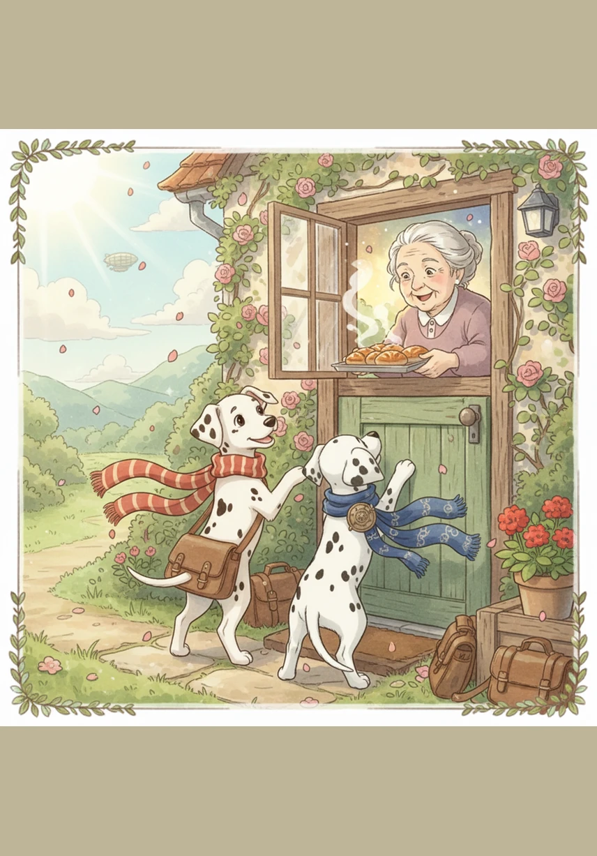 Their owner calls their names from the back door, holding two bowls of delicious dinner. Bobby and Matrix trot over, trying their best to look innocent despite the blue paint and mud.