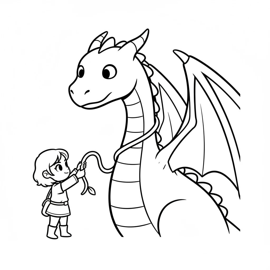 Carefully, Elara began to untangle the thick vine from the dragon's wing. She pulled gently, her tiny hands working with great care. The dragon watched her, completely still and patient. Soon, the last loop of vine came free.