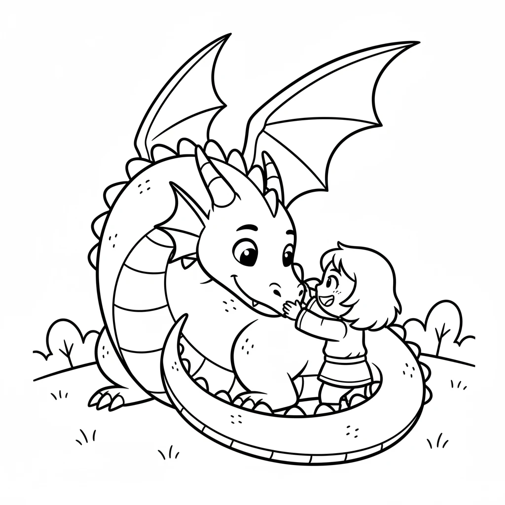 The dragon stretched its wing, a happy rumble now in its chest. It dipped its large head towards Elara, a soft, grateful look in its eyes. Elara giggled, patting its nose. A wonderful new friendship had just begun.