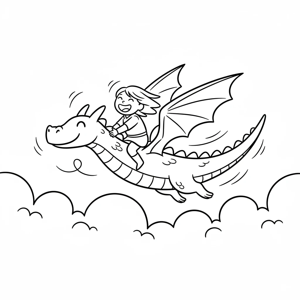 With its wing free, the dragon gently lifted Elara onto its back. They soared just above the treetops, a thrilling, joyful ride. Elara laughed, holding on tight as they danced in the sky, feeling the wind in her hair.