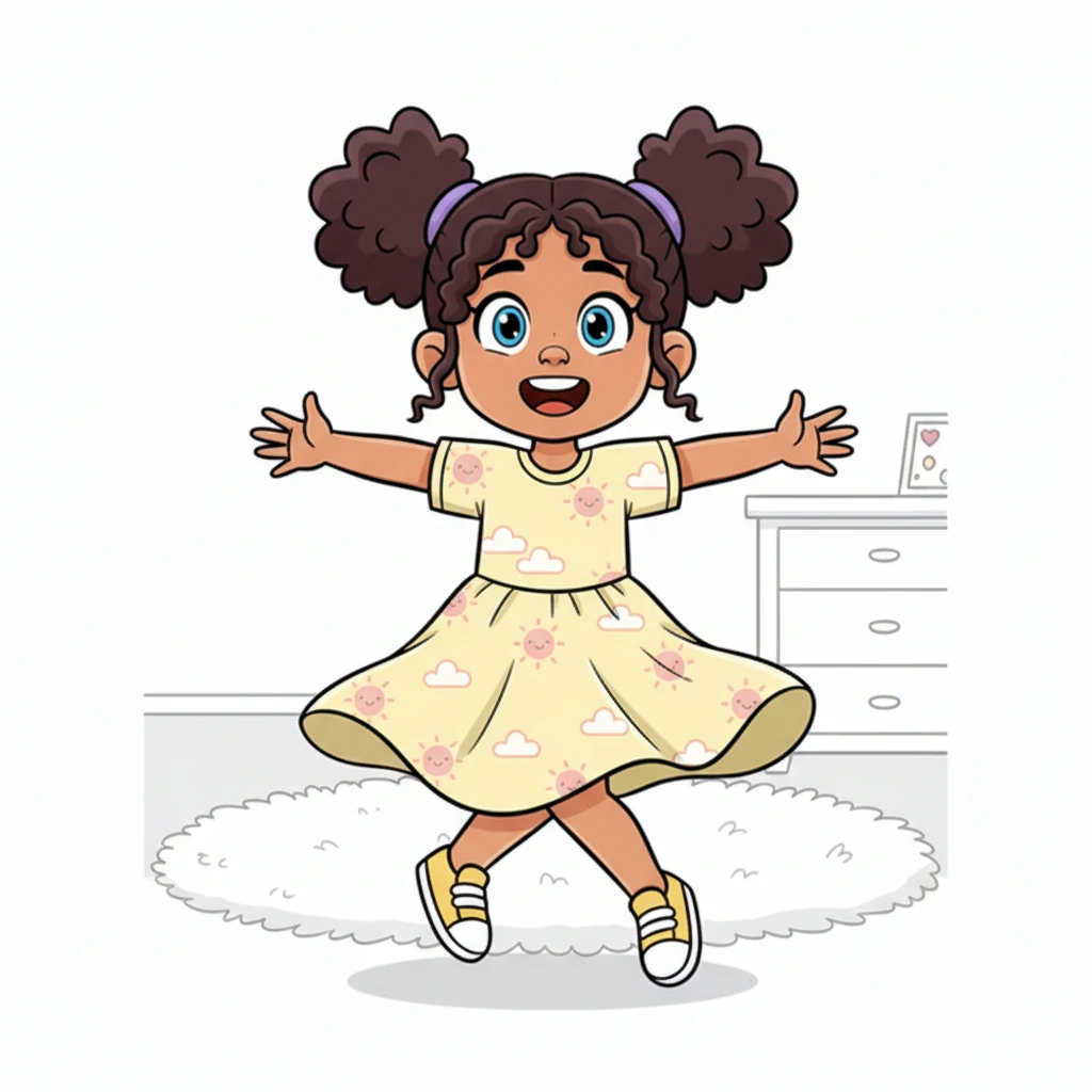 With a happy heart, Pip picked out a new, soft dress that celebrated her changing shape. She twirled around, feeling comfortable and confident, embracing her body's gentle transformation.