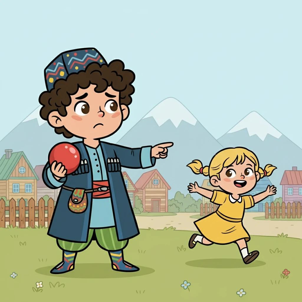 В другой раз Расул решил помочь девочке, которая потеряла мяч. Он быстро нашёл мяч, но девочка радостно убежала, забыв его поблагодарить. Расул был недоволен: где же обещанный ключ?  Он начал понимать, что что-то не так.