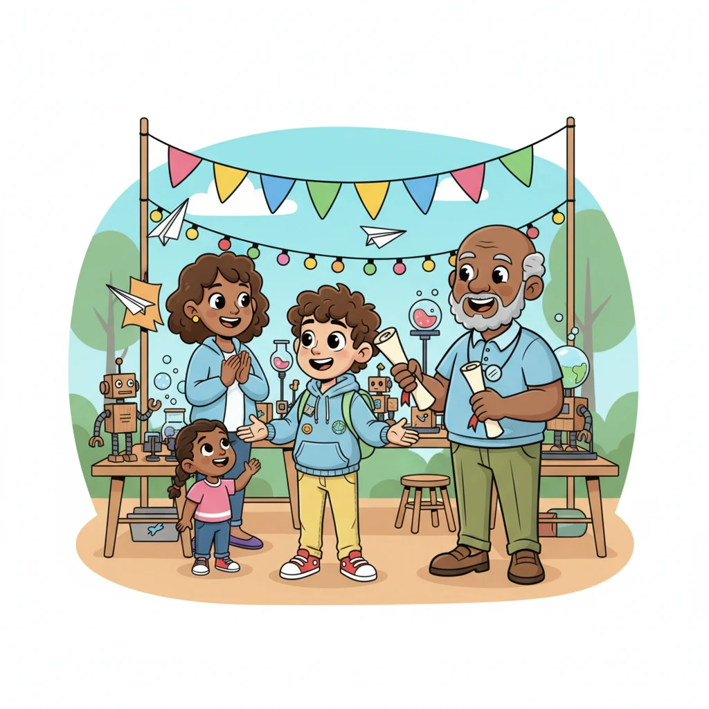 Milo stood proudly with his family, who were all beaming with pride, admiring his successful workshop. They understood that success wasn't just about a degree, but about finding your true calling and working hard at it. Milo's unique path had led him to a life full of purpose and happiness.