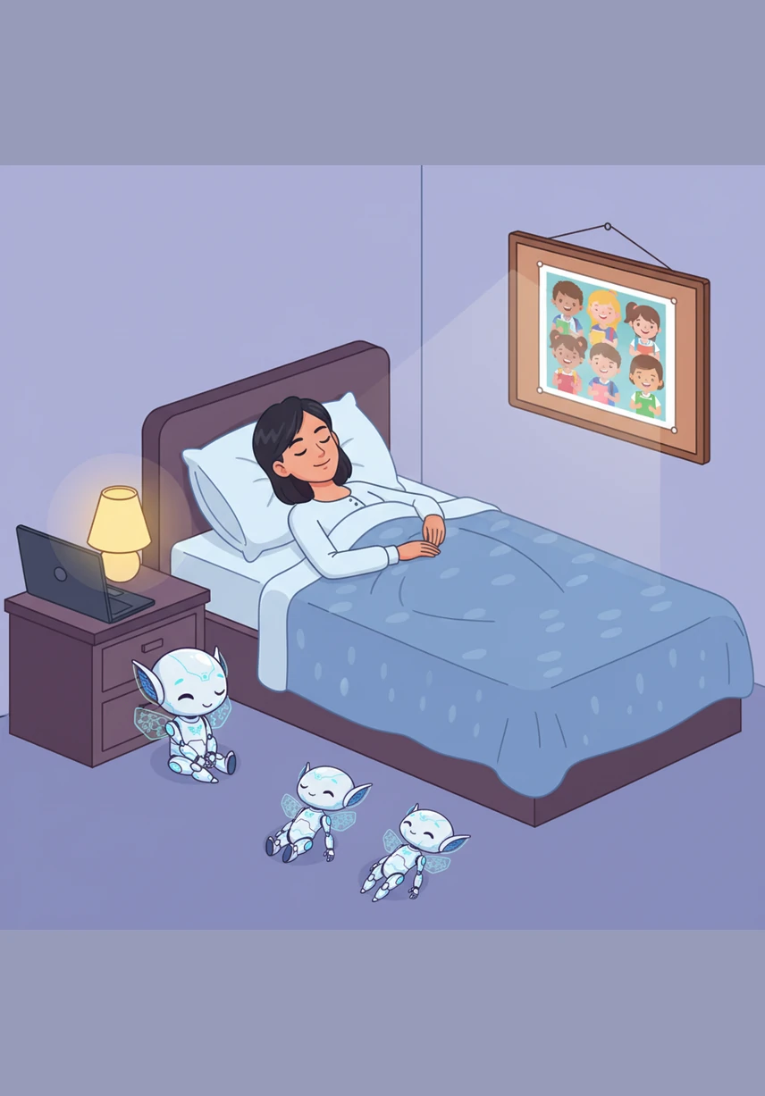 For the first time in weeks, Aliya closes her laptop early and heads to bed with a peaceful heart. She falls into a deep, restful sleep, knowing that her lesson is ready and her spirit is refreshed.