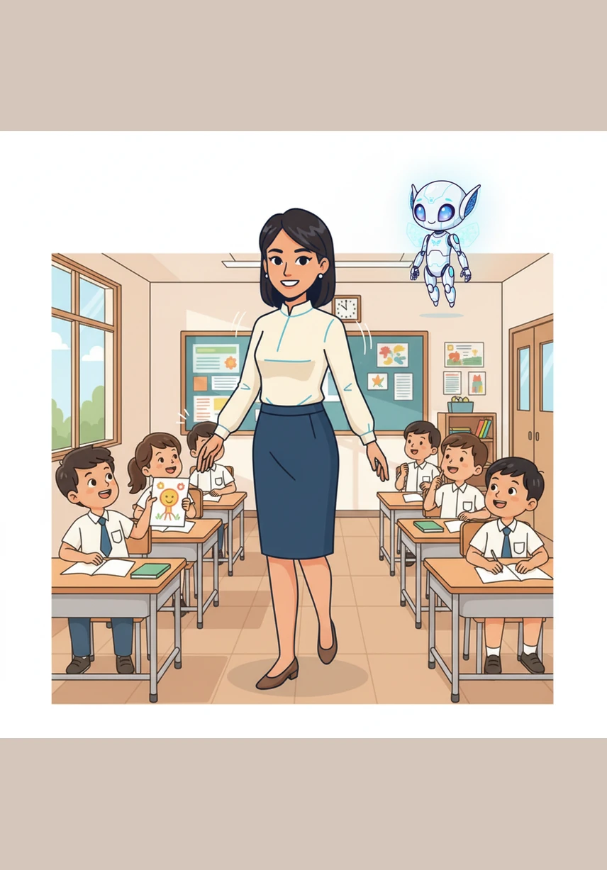 The next morning, Aliya walks into her classroom with a bright smile and a spring in her step. Her students notice her renewed energy immediately, and the atmosphere in the room feels electric with anticipation.