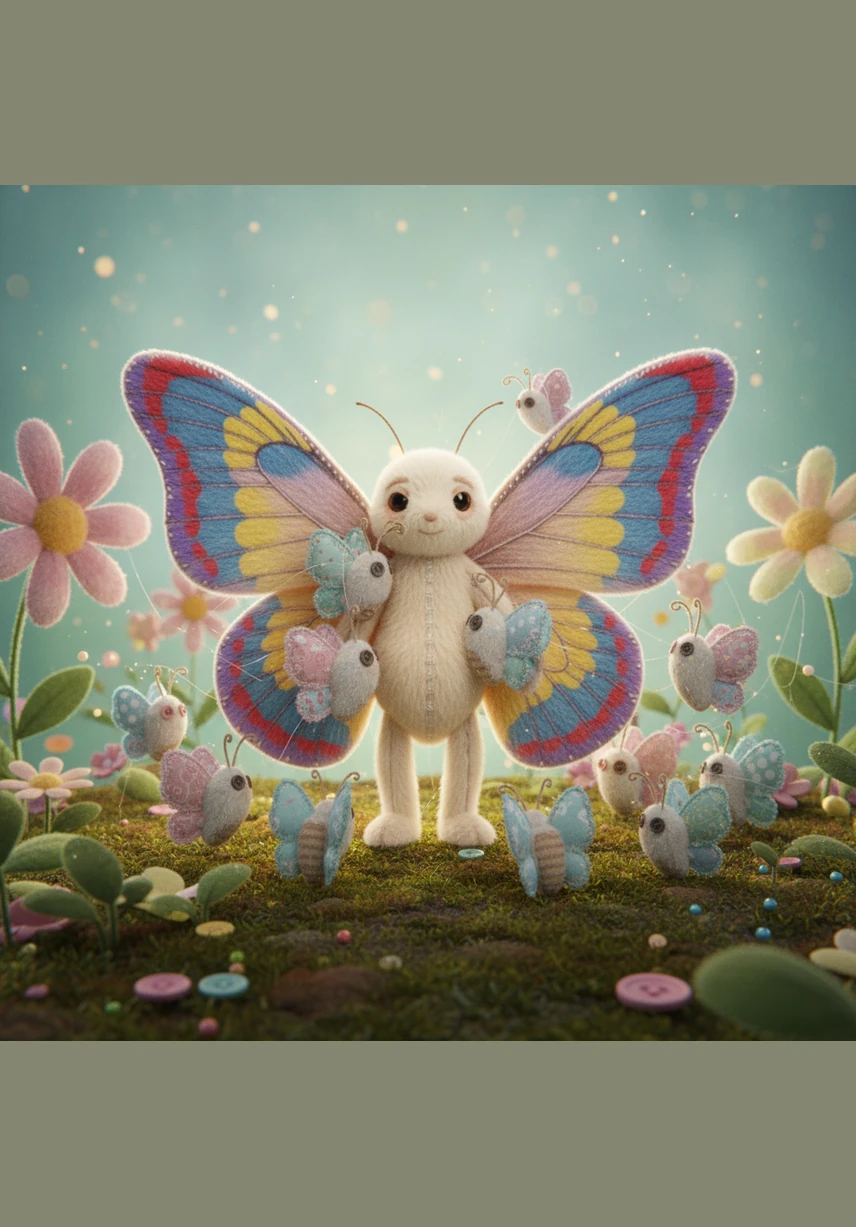 A group of colorful butterflies gathered around the leaf, fluttering their wings in a rhythmic dance to encourage their friend. They sang a cheerful chant, inviting Bella to spread her wings and join them in the sunny sky. Their voices were filled with hope, echoing through the petals of the nearby flowers.
