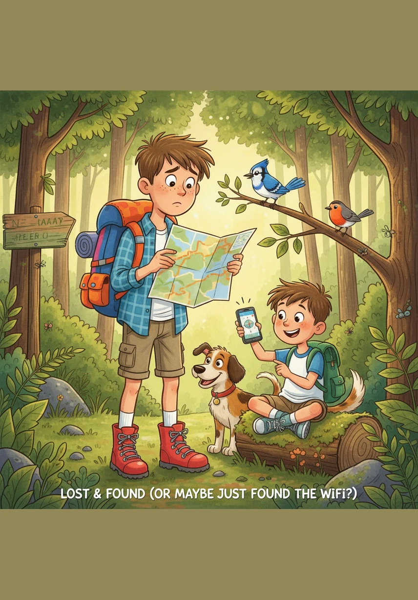 As they continue their trek, they accidentally startle a ginger cat sitting on a stone wall. The cat hisses and leaps away, leaving the two muddy brothers looking very confused.