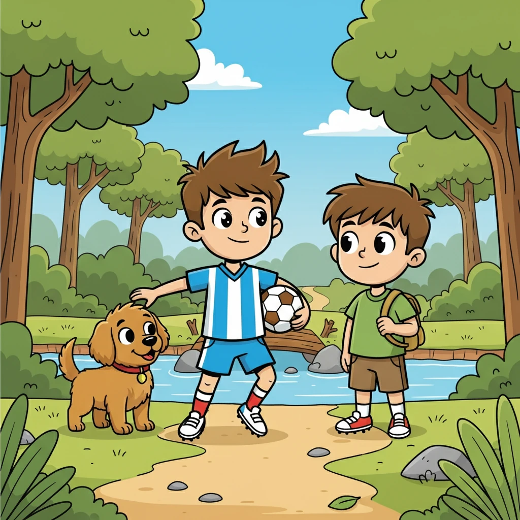 Após a travessia do rio, encontraram o primo Joaquim, que também estava perdido na floresta. Joaquim, um pouco assustado, ficou aliviado ao ver Lucas e Jubas. Juntos, os três decidiram unir forças para encontrar o estádio.