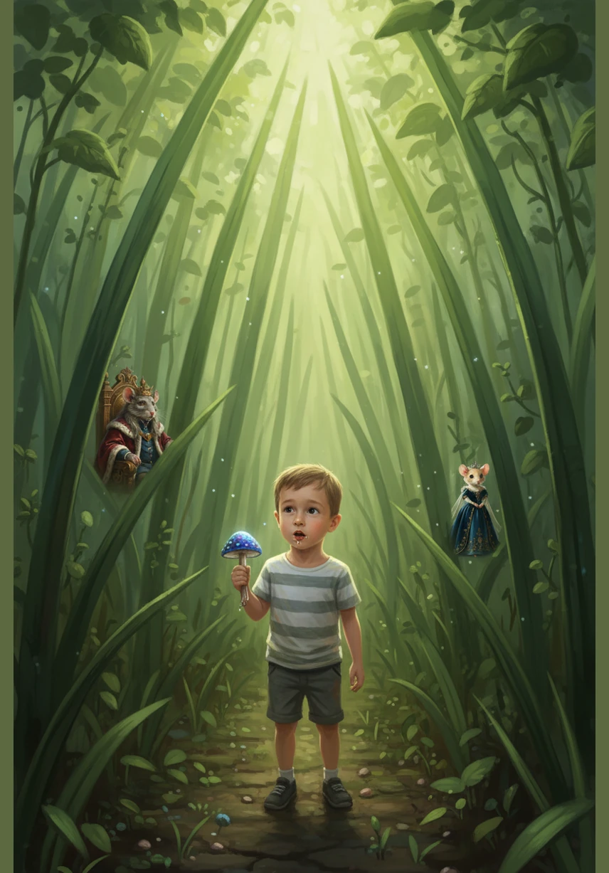 Egor finds a shimmering, tiny mushroom in his garden and takes a curious bite. Suddenly, the grass shoots up like skyscrapers, and the world around him becomes a giant, emerald jungle.