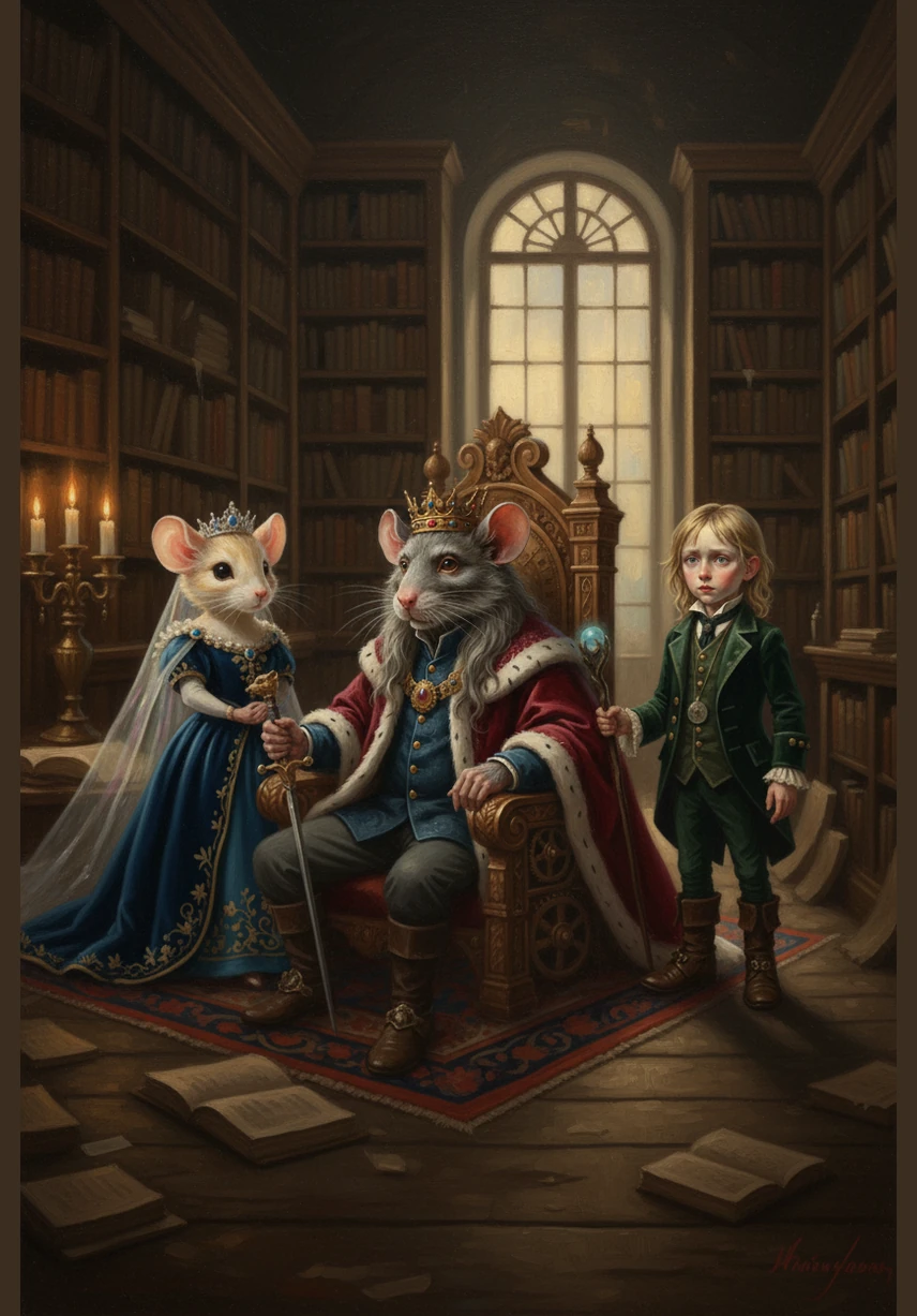 The King explains that a shadow creature from the Deep Crevice has taken the Princess to the Forbidden Tunnels. Egor, feeling brave and tall despite his size, offers to help the mouse kingdom in their time of need.