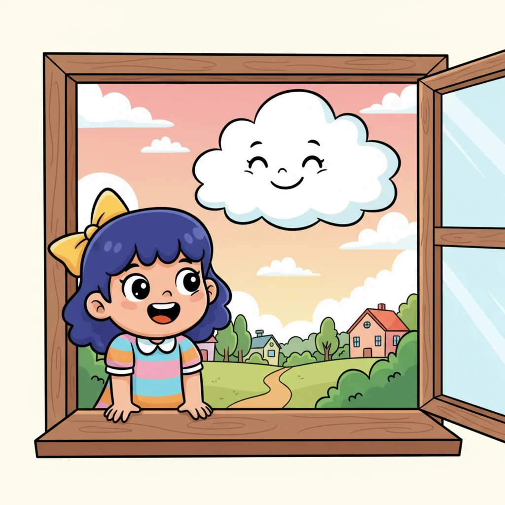 ஒரு அழகான கிராமத்தில், ராகினி என்ற மகிழ்ச்சியான சிறுமி வசித்து வந்தாள். அவள் தனது வீட்டின் சாளரத்தின் வழியாக வெளியே பார்த்தபோது, வானத்தில் ஒரு புன்னகையுடன் கூடிய மேகத்தைக் கண்டாள். அந்த மேகம் அவளைப் பார்த்து சிரிப்பது போல் தோன்றியது.