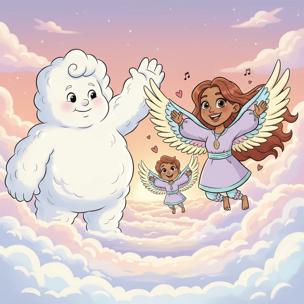 With joyful chirps and happy wing flaps, Aero reunited with his mom. They thanked the friendly Cloud Giant, who waved goodbye with a misty hand as they flew home, their hearts full of love and the sky full of new, amazing stories.