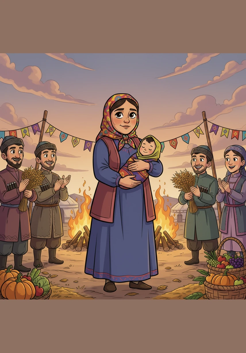 Amidst a celebration of the harvest, Jamal stands tall as a leader among her peers, honored for her dedication and survival. She has transformed from a discarded widow into a woman of influence, her head held high in the bright light of victory.