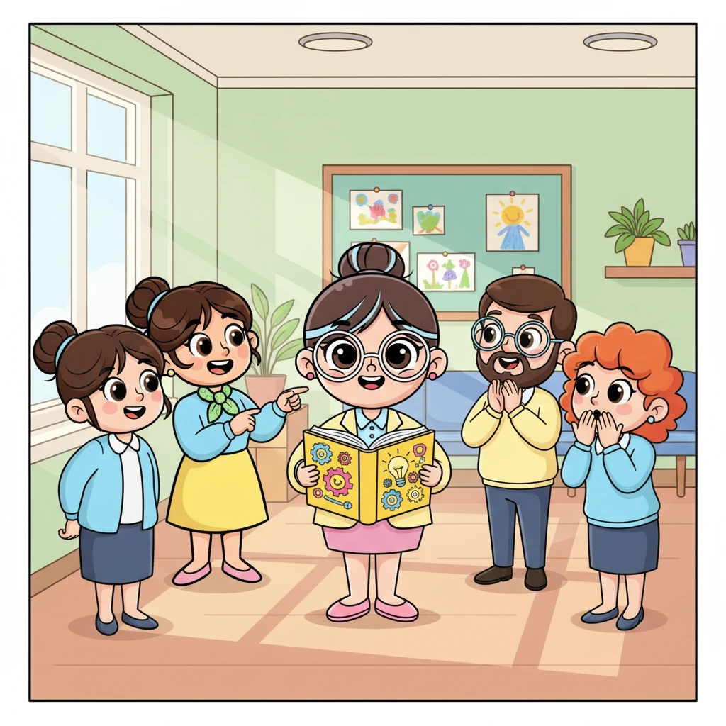 Ақыры, Айгүлдің әдістемелік құралы дайын болды! Ол оны басқа мұғалімдерге қуанышпен ұсынды. Барлық әріптестері оның жаңа, жарқын құралын таңданыспен тамашалады.