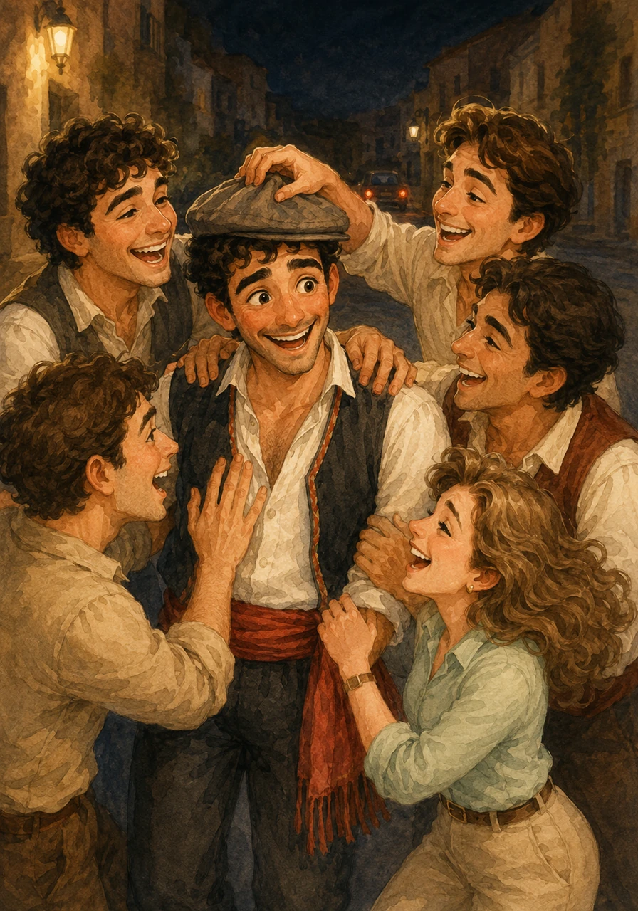 Non appena l'auto si allontana, gli amici circondano Giuseppe acclamandolo a gran voce e posandogli scherzosamente una coppola sulla testa a mo' di cappello solenne. Da quella sera, tra abbracci, pacche sulle spalle e grandi risate, per tutti i ragazzi della Voce dell'Etna lui diventerà ufficialmente e affettuosamente “Don Pippo”, il protettore del gruppo.