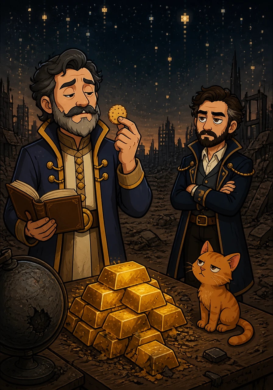 The global economy didn't just crash; it simply ceased to be a relevant metric for survival. As the stars began to flicker out like dying pixels, the Chronicler noted that the world's gold reserves were now worth less than a dry biscuit.