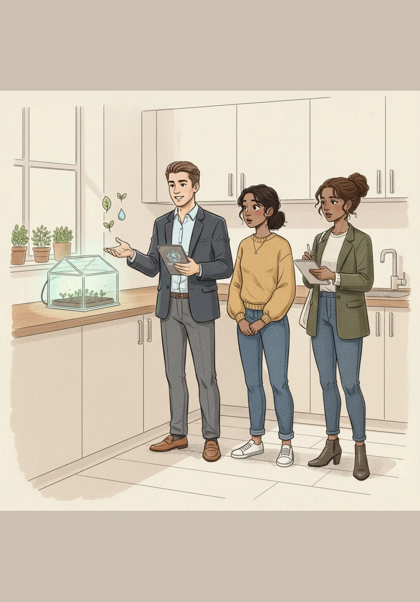 In a modern kitchen, Leo shows how the science of heat makes a loaf of bread rise and glow with warmth. This simple moment transitions into a clean digital blog post, making the physics of everyday life feel accessible and exciting.