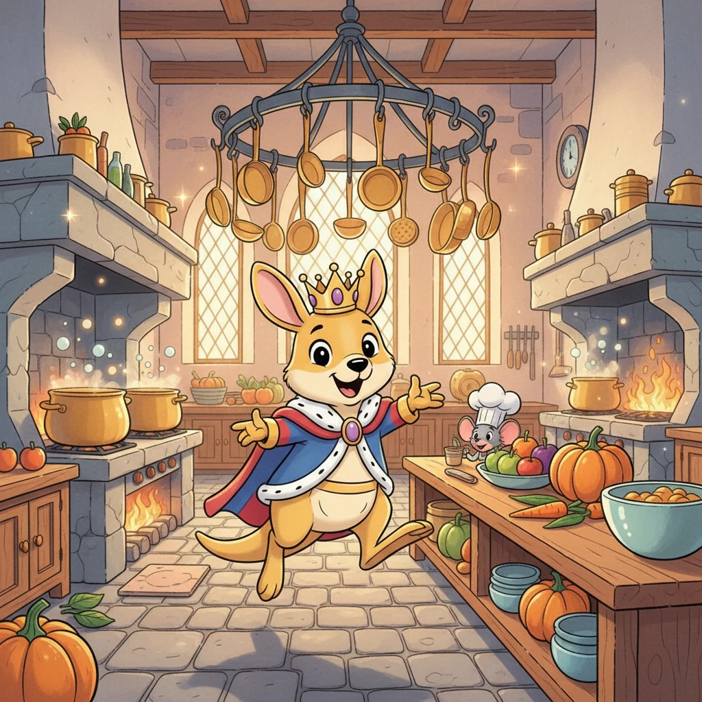 King Koby hops into his royal kitchen. Pots and pans twinkle all around him. He loves to explore new things, even in his own castle. What will he discover today?