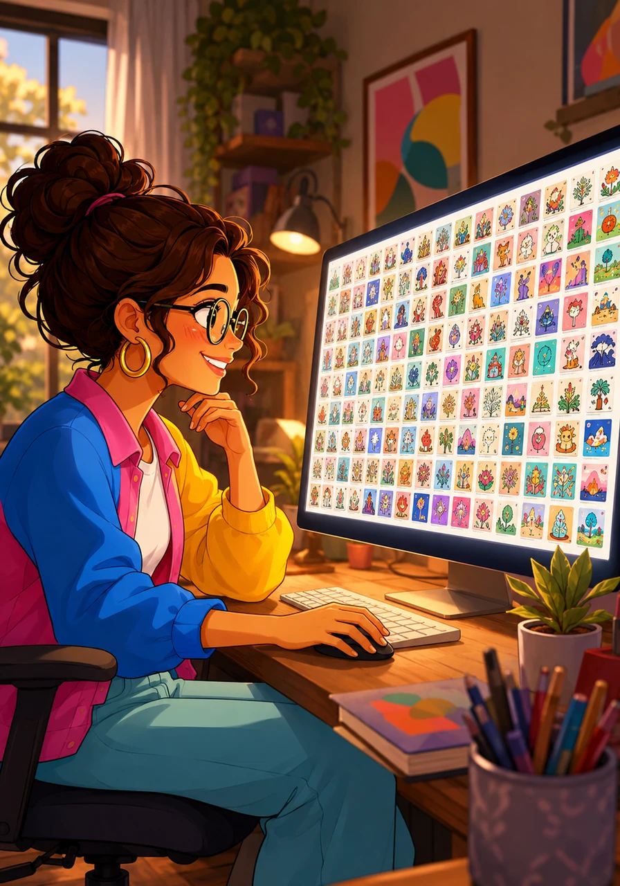 To test her creations, Maya launched a vibrant preview gallery online, showcasing a massive, colorful table that detailed the specific size, target audience, and unique selling points of all one hundred designs. The neat rows and columns glowed on her monitor, a testament to her dedication and hard work.