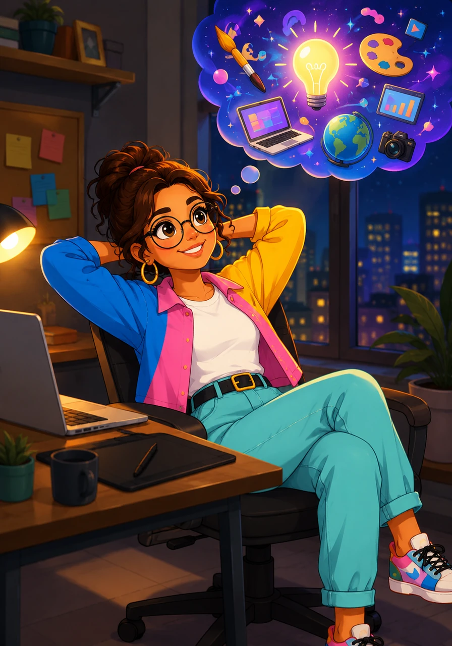 As night fell, Maya leaned back in her chair with a satisfied smile, her mind already drifting toward her next big creative venture. The digital world was vast and ever-changing, but she knew she possessed the exact tools, passion, and vision to shape it.