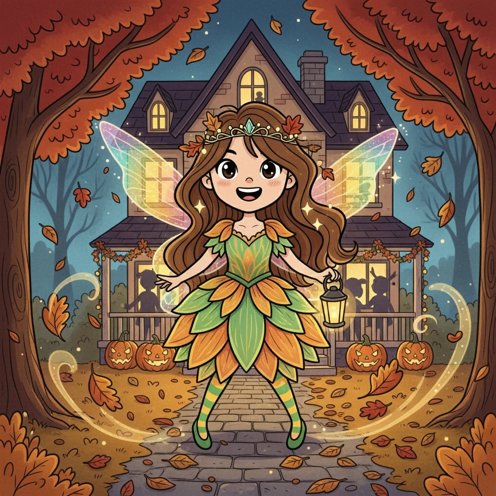 Silvia, with her long, flowing brown hair, eagerly anticipated the Halloween party. She had spent weeks planning her costume – a dazzling fairy! The night was chilly, and the air smelled of crisp autumn leaves. Excitement bubbled within her as she approached the brightly lit house.