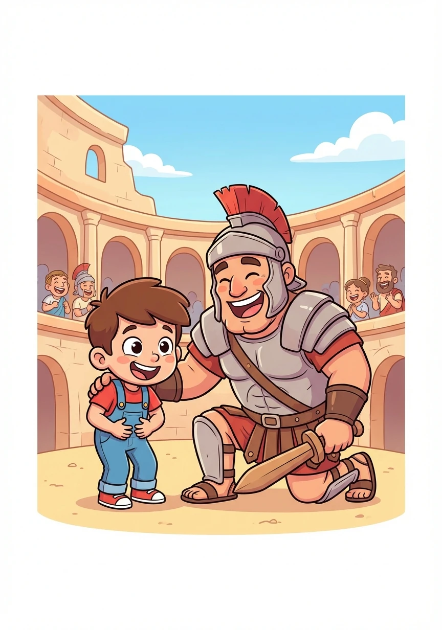 He even shared a laugh with a Roman gladiator in the Colosseum, discovering that even tough warriors appreciate a good joke.