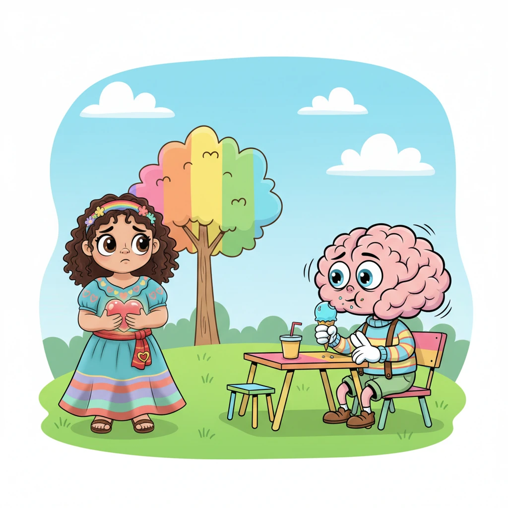 Para sorpresa de Clara, la otra niña, sin pensarlo mucho, simplemente negó con la cabeza y siguió comiendo. Clara se quedó allí, un poco perpleja y con una punzada de tristeza en su corazón. Su buena intención no había funcionado como esperaba.